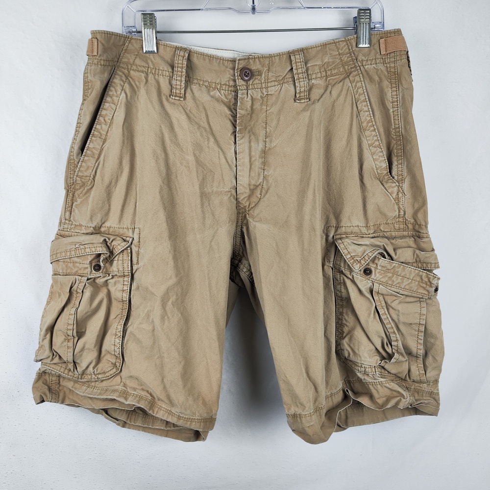 Gap Shorts Mens 33 Beige Cargo Cotton Canvas Adjustable Waist Pockets Casual